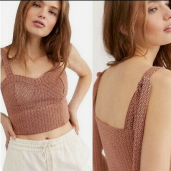 Free People Sunflower Sleeveless Summer Boho Crop Top Bustier Corset - Picture 1 of 9